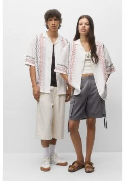 PULL & BEAR With Ombré Embroidery CamiciaWhite Uomo Camicie PUC22D0K2-A11