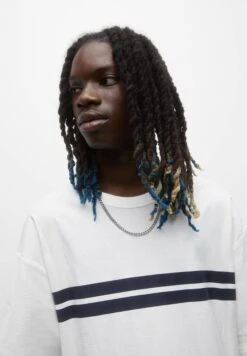 PULL & BEAR Striped PanelT-Shirt Con StampaDark Blue Uomo T-shirt E Polo PUC22O1LB-K11 -Pull & Bear 007e93aeddb743fe97d0d011199dcd87