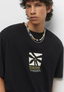 PULL & BEAR Short Sleeve With PrintT-Shirt Con StampaBlack Uomo T-shirt E Polo PUC22O1Q5-Q11 -Pull & Bear 0290ec97c504451d8d28b28ab197c76b