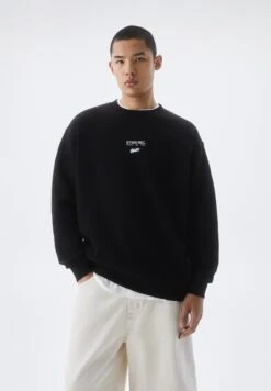 PULL & BEAR LetteringFelpaBlack Uomo Maglieria E Felpe PUC22S0R9-Q11