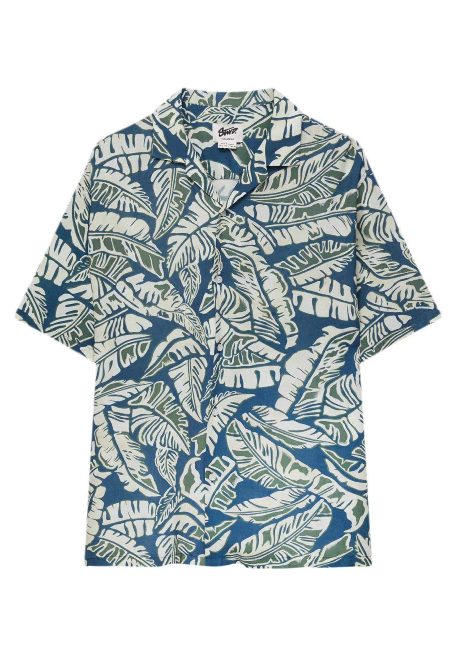 PULL & BEAR Short Sleeve Stwd Palm Tree CamiciaBlue Uomo Camicie PUC22D0JE-K11 6 PULL & BEAR Short Sleeve Stwd Palm Tree CamiciaBlue Uomo Camicie PUC22D0JE-K11 - immagine 6