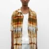 PULL & BEAR Geometric Tie-Dye Short SleeveCamiciaKhaki Uomo Camicie PUC22D0JM-N11