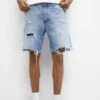 PULL & BEAR Ripped Bermuda Shorts Di JeansBlue Uomo Jeans PUC22F0D5-K11