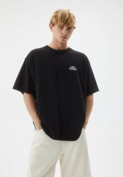 PULL & BEAR Stay United GraffitiT-Shirt Con StampaBlack Uomo T-shirt E Polo PUC22O1QF-Q11