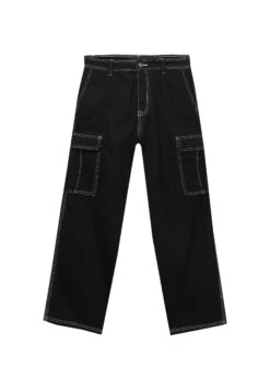 PULL & BEAR Contrast Seam - Pantaloni Cargo - Black -Pull & Bear 0ac66dbdc4784ee899dad8249957bbd1