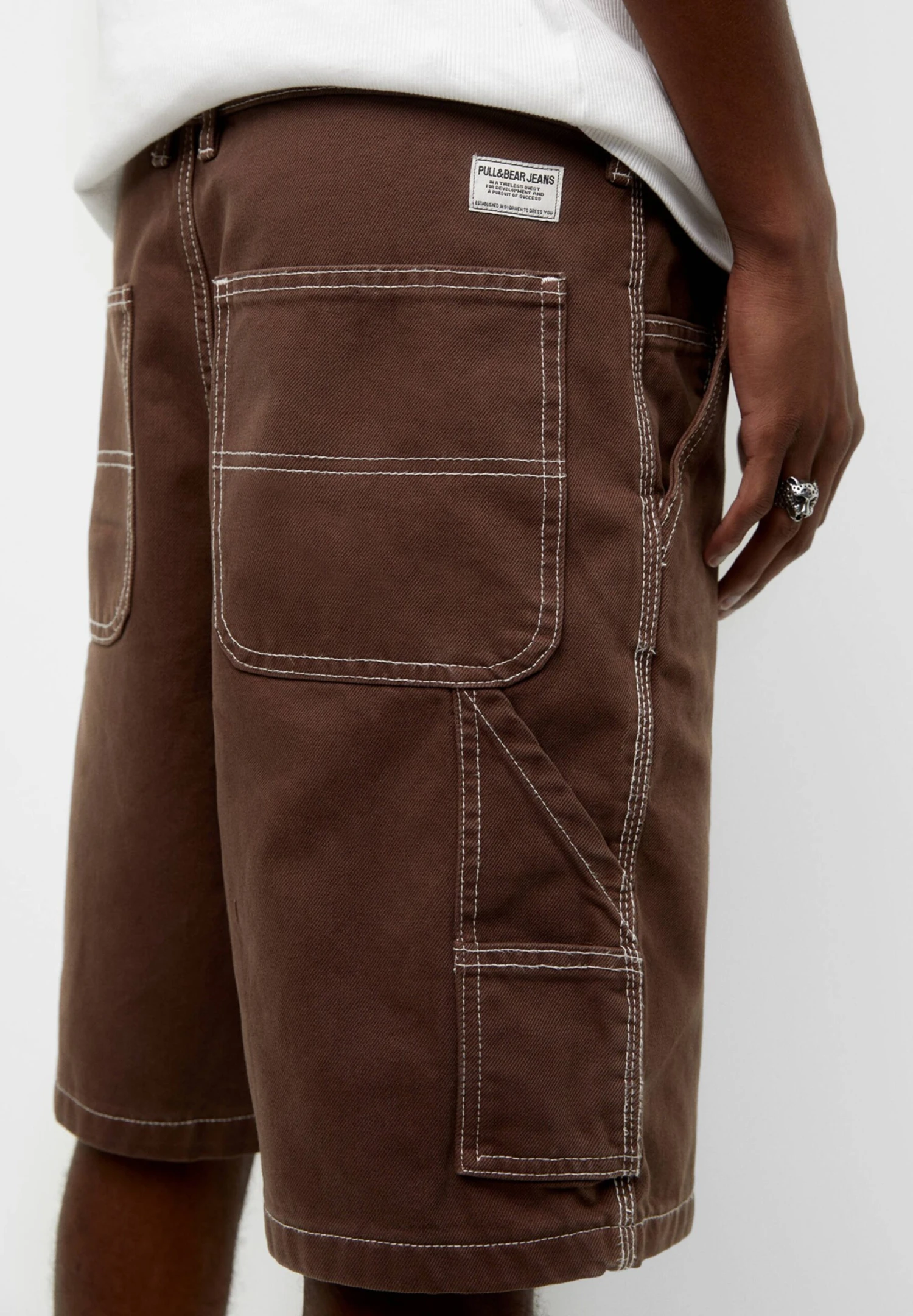 PULL & BEAR Carpenter Bermuda Shorts Di JeansDark Red Uomo Jeans PUC22F0C1-G11 5 PULL & BEAR Carpenter Bermuda Shorts Di JeansDark Red Uomo Jeans PUC22F0C1-G11 - immagine 5