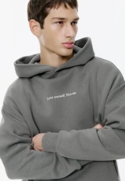 PULL & BEAR WITH SLOGAN - Felpa Con Cappuccio - Light Grey -Pull & Bear 1108479a7231406f9d26a0c61b409c49