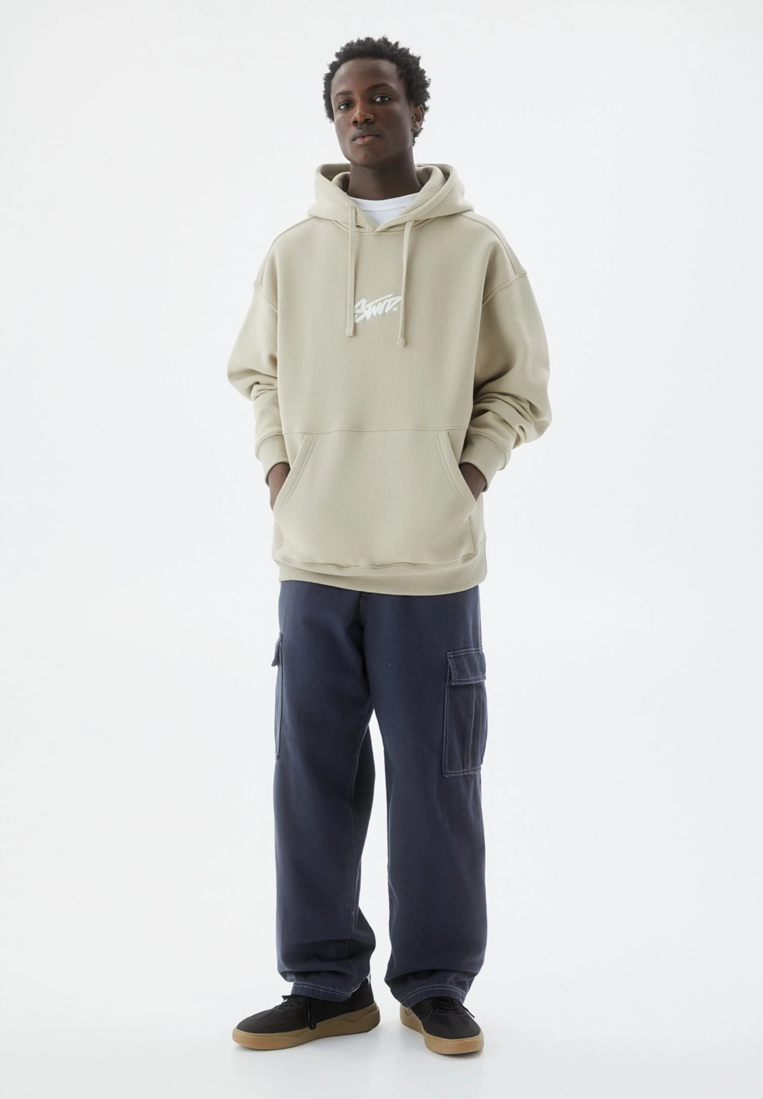 PULL & BEAR Logo - Felpa Con Cappuccio - Beige 2 PULL & BEAR Logo - Felpa Con Cappuccio - Beige - immagine 2