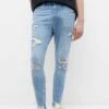 PULL & BEAR Ripped Carrot FitJeans Slim FitLight Blue Denim Uomo Jeans PUC22G0PA-K11
