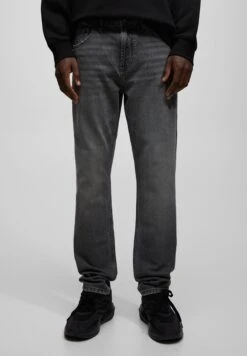 PULL & BEAR ComfortJeans A SigarettaMottled Dark Grey Uomo Jeans PUC22G0N2-C11