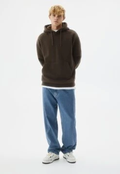 PULL & BEAR Basic ColouredFelpa Con CappuccioDark Brown Uomo Maglieria E Felpe PUC21009J-O12 -Pull & Bear 1fabf171803444df887d81267ca458d3