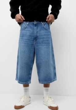 PULL & BEAR Baggy Fit Extra Wide-Leg-Bermuda - Shorts Di Jeans - Blue Denim
