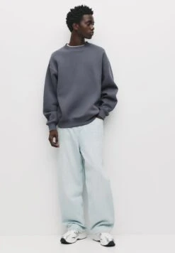 PULL & BEAR ROUND NECK - Felpa - Blue/grey -Pull & Bear 24219a0b88a841b4b2e42a4d417c4686