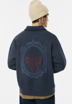 PULL & BEAR EMBROIDERED - Felpa - Dark Blue