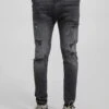 PULL & BEAR Ripped Carrot FitJeans Tapered FitMottled Anthracite Uomo Jeans PUC22G0NI-Q11