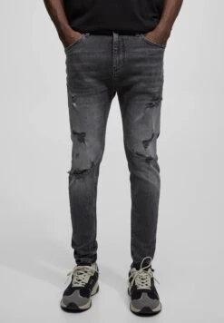 PULL & BEAR Ripped Carrot FitJeans Tapered FitMottled Anthracite Uomo Jeans PUC22G0NI-Q11