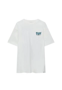 PULL & BEAR Short SleeveT-Shirt Con StampaWhite Uomo T-shirt E Polo PUC22O1PT-A11 -Pull & Bear 26340f8cc3094ea780ef699221df0d03