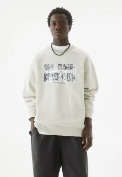 PULL & BEAR Round Neck With Photographic FelpaWhite Uomo Maglieria E Felpe PUC22S0QM-A11
