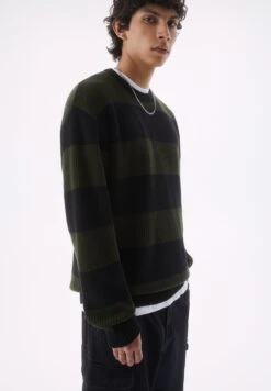PULL & BEAR Striped Long Sleeve - Maglione - Dark Green -Pull & Bear 28dedcc3927b4da08349ad1a8830d454
