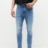 PULL & BEAR Ripped - Jeans Slim Fit - Light Blue Denim