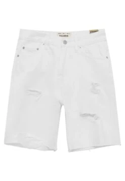 PULL & BEAR Bermuda With Ripped Legs - Shorts Di Jeans - White Denim -Pull & Bear 29f7848aa76442059d9b86ecd226ee28