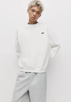 PULL & BEAR ROUND NECK STWD - Felpa - White