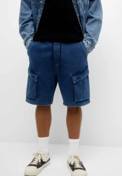 PULL & BEAR Cargo Bermuda - Shorts Di Jeans - Blue Denim