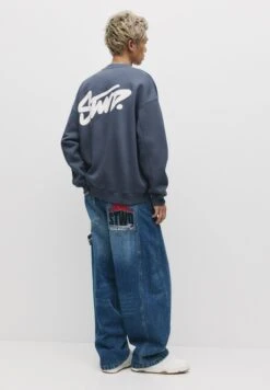 PULL & BEAR ROUND NECK STWD - Felpa - Blue/grey -Pull & Bear 301ddc89f8964c1384e8cac2c723643d