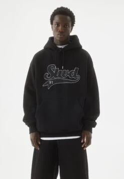 PULL & BEAR Terry With LogoFelpa Con CappuccioBlack Uomo Maglieria E Felpe PUC22S0QK-Q11