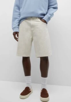 PULL & BEAR Baggy- Shorts Di Jeans - Beige