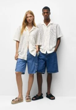 PULL & BEAR Rustic Openwork CamiciaWhite Uomo Camicie PUC21E0ZW-A11