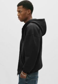 PULL & BEAR Felpa Con Zip - Mottled Black -Pull & Bear 419d8df7a7a84e90bf6790a7fce1ffb1