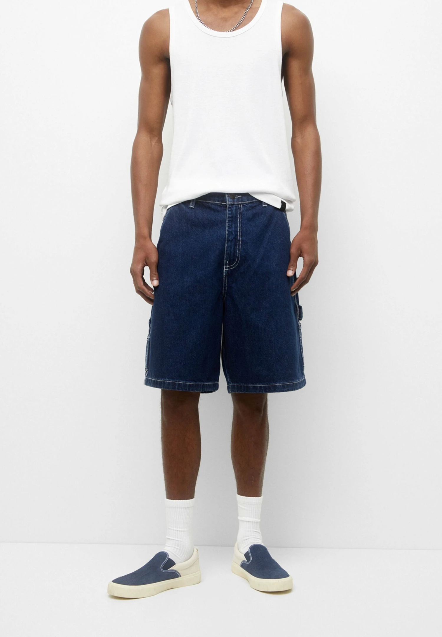 PULL & BEAR Carpenter Bermuda Shorts Di JeansDark Blue Uomo Bermuda PUC22F0C1-K12 1 PULL & BEAR Carpenter Bermuda Shorts Di JeansDark Blue Uomo Bermuda PUC22F0C1-K12