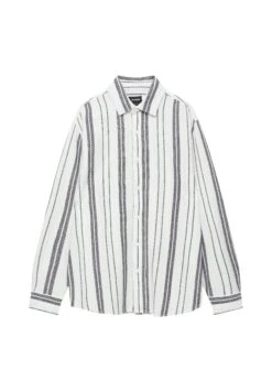 PULL & BEAR Striped Long Sleeve - Camicia - White -Pull & Bear 43e00f67dbef42d68ca70151185c7c2d