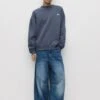 PULL & BEAR ROUND NECK STWD - Felpa - Blue/grey