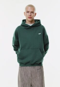 PULL & BEAR STWD EMBROIDERED LOGO - Felpa Con Cappuccio - Green