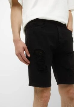 PULL & BEAR Ripped Bermuda- Shorts Di Jeans - Black -Pull & Bear 4fb21c92cbeb4dc0987e54a5e78566bd