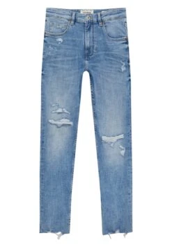 PULL & BEAR Ripped - Jeans Slim Fit - Light Blue Denim -Pull & Bear 5007f9e9df2842c69280b2564b490916