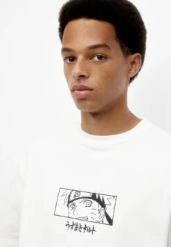 PULL & BEAR Naruteo EmbroideredT-Shirt Con StampaWhite Uomo T-shirt E Polo PUC22O1OU-A11 -Pull & Bear 504eb4ca90054fb384b8c0e255db64c4