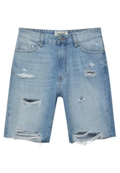PULL & BEAR Ripped Bermuda Shorts Di JeansBlue Uomo Jeans PUC22F0D5-K11 -Pull & Bear 55496c83eda04cbcbe62f5b87705f4b9