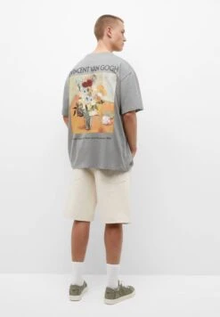 PULL & BEAR Short Sleeve Van GoghT-Shirt Con StampaLight Green Uomo T-shirt E Polo PUC22O1LR-M11