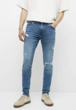 PULL & BEAR RippedJeans Slim FitBlue Denim Uomo Jeans PUC22G0OW-K11