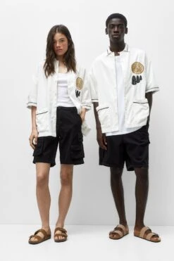 PULL & BEAR Embroidered Short SleeveCamiciaWhite Uomo Camicie PUC82N000-A11