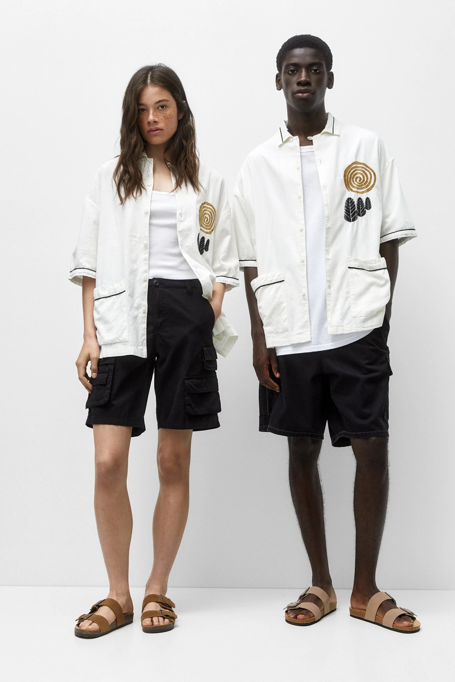 PULL & BEAR Embroidered Short SleeveCamiciaWhite Uomo Camicie PUC82N000-A11 1 PULL & BEAR Embroidered Short SleeveCamiciaWhite Uomo Camicie PUC82N000-A11