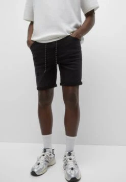 PULL & BEAR Ripped BermudaShorts Di JeansBlack Uomo Bermuda PUC22F0C0-Q11