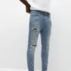 PULL & BEAR Ripped Carrot FitJeans Tapered FitLight Blue Denim Uomo Jeans PUC22G0NI-K12