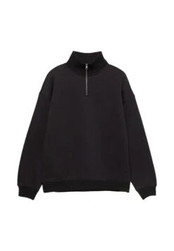 PULL & BEAR NECK ZIP-UP - Felpa - Black