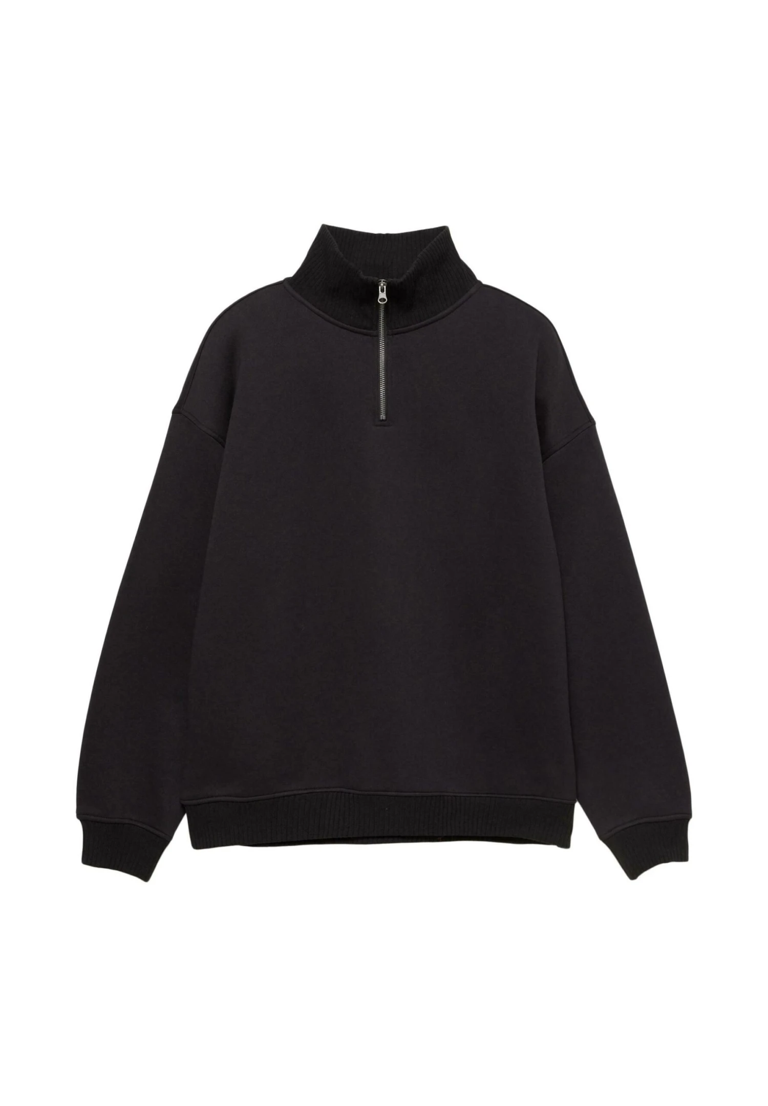 PULL & BEAR NECK ZIP-UP - Felpa - Black 1 PULL & BEAR NECK ZIP-UP - Felpa - Black