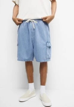 PULL & BEAR Waistband - Shorts Di Jeans - Stone Blue Denim