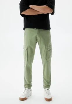 PULL & BEAR Straight Fit - Pantaloni Cargo - Khaki